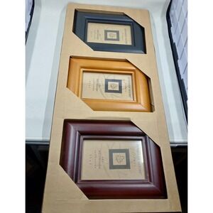 Jennifer‎ Moore Wildwoods Photo Picture Frames Set Of 3 Wood 3.5x5 Convex 1996